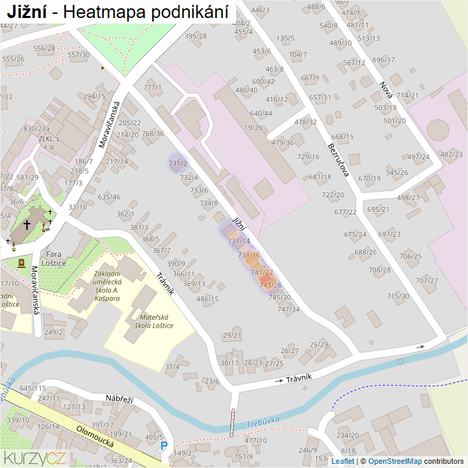 Mapa Jižní - Firmy v ulici.