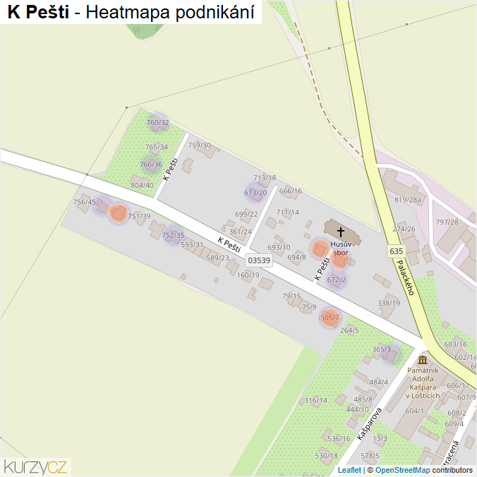 Mapa K Pešti - Firmy v ulici.