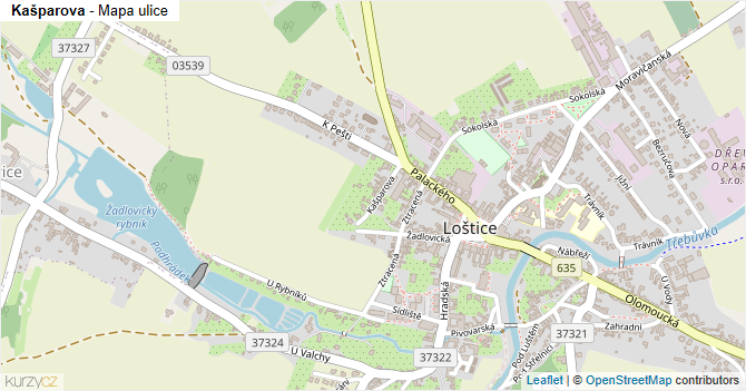 Kašparova - mapa ulice