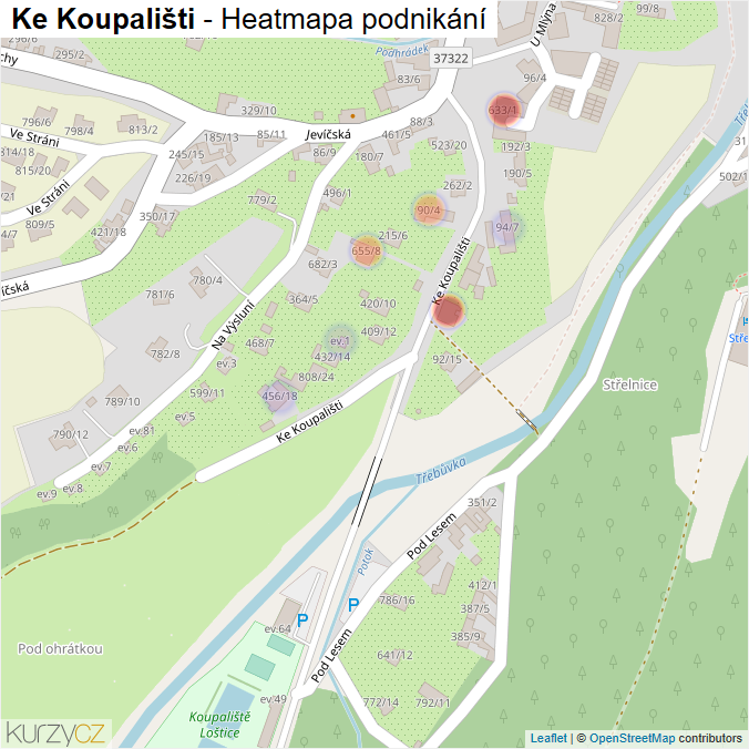 Mapa Ke Koupališti - Firmy v ulici.