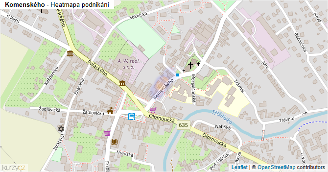 Komenského - mapa podnikání