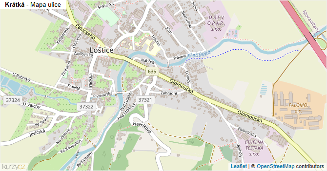 Krátká - mapa ulice