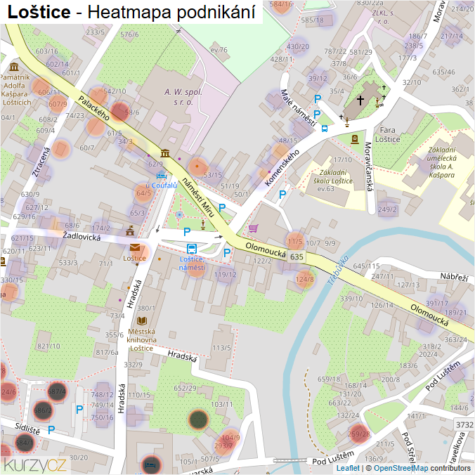 Mapa Loštice - Firmy v části obce.