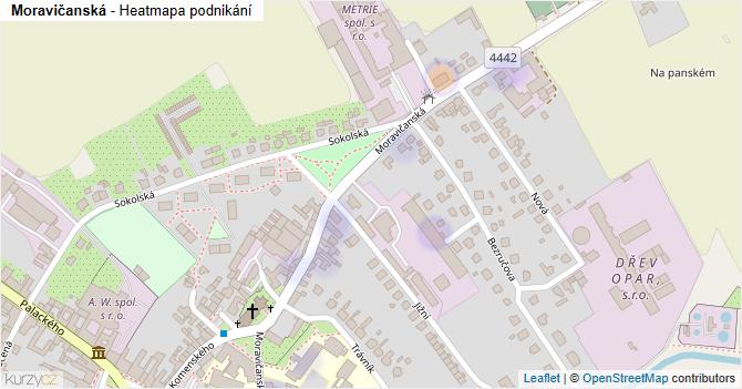 Moravičanská - mapa podnikání