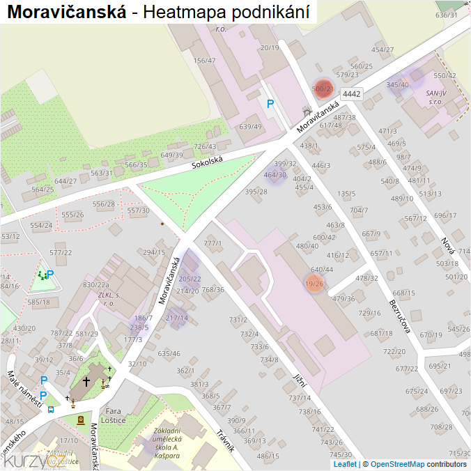 Mapa Moravičanská - Firmy v ulici.