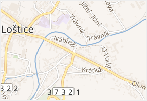 Nábřeží v obci Loštice - mapa ulice