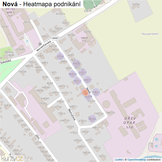 Mapa Nová - Firmy v ulici.
