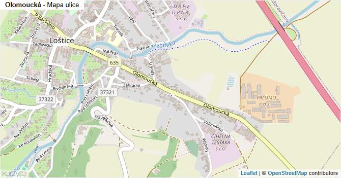 Olomoucká - mapa ulice