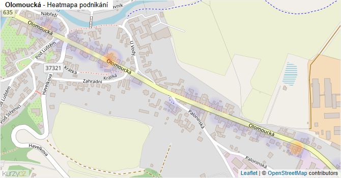 Olomoucká - mapa podnikání
