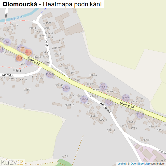 Mapa Olomoucká - Firmy v ulici.
