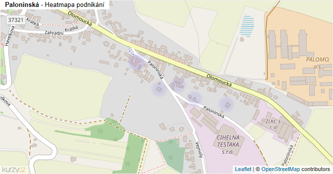 Palonínská - mapa podnikání