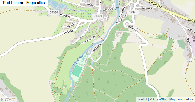 Pod Lesem - mapa ulice