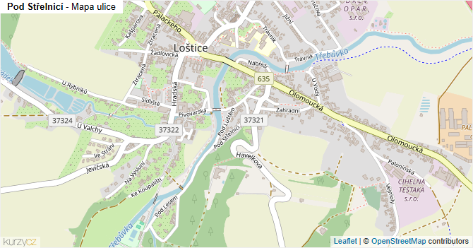 Pod Střelnicí - mapa ulice
