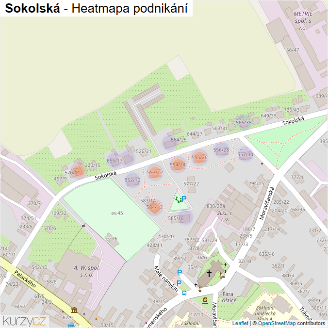 Mapa Sokolská - Firmy v ulici.