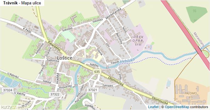 Trávník - mapa ulice