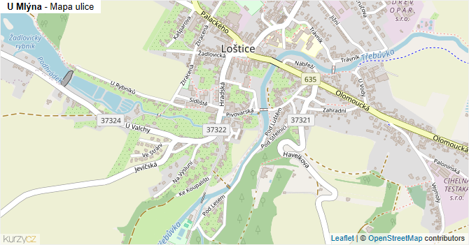 U Mlýna - mapa ulice