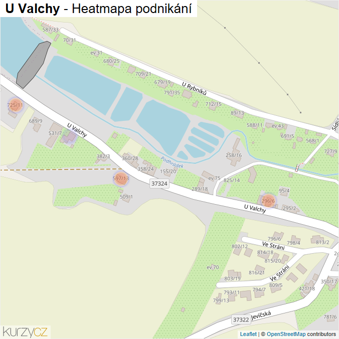 Mapa U Valchy - Firmy v ulici.