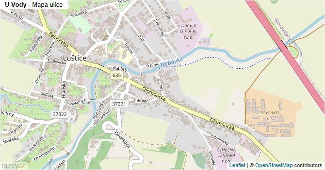 U Vody - mapa ulice