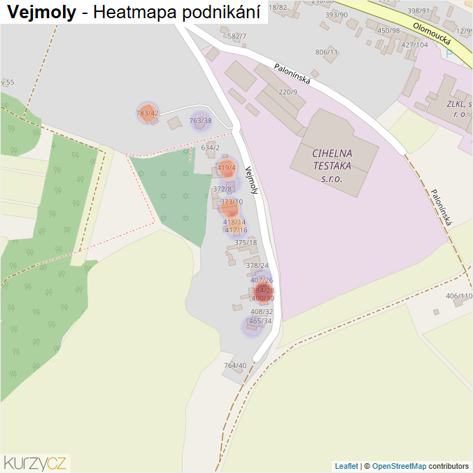 Mapa Vejmoly - Firmy v ulici.