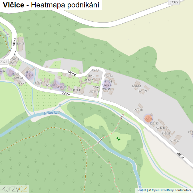 Mapa Vlčice - Firmy v ulici.