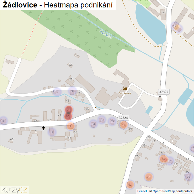 Mapa Žádlovice - Firmy v části obce.