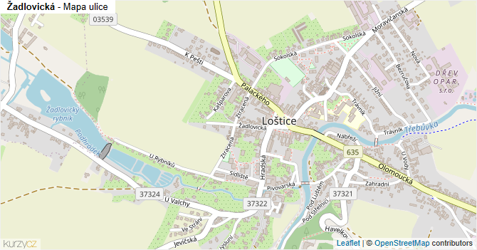 Žadlovická - mapa ulice