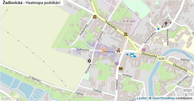 Žadlovická - mapa podnikání
