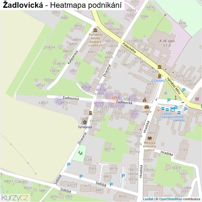 Mapa Žadlovická - Firmy v ulici.