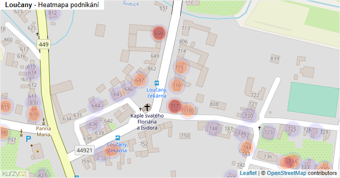 Loučany - mapa podnikání