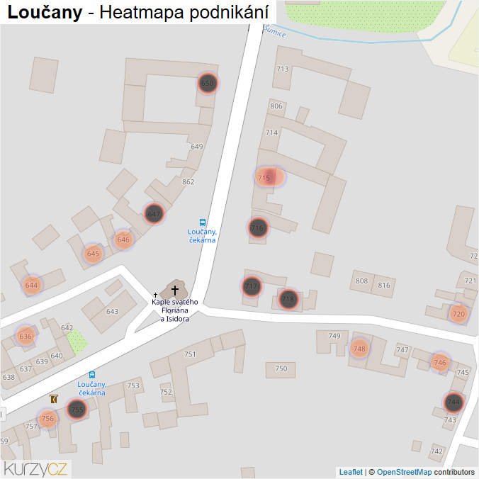 Mapa Loučany - Firmy v obci.