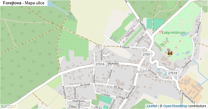 Forejtova - mapa ulice