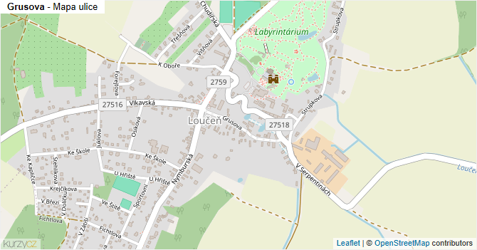 Grusova - mapa ulice