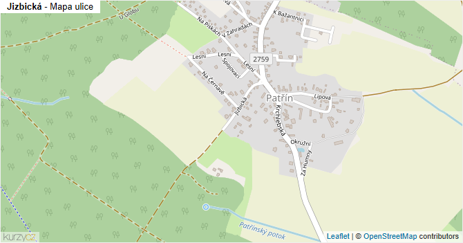 Jizbická - mapa ulice