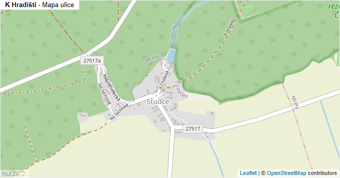 K Hradišti - mapa ulice