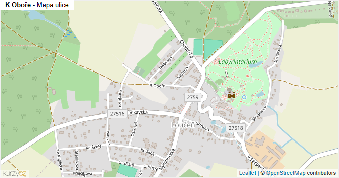 K Oboře - mapa ulice