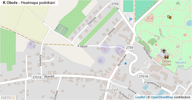K Oboře - mapa podnikání