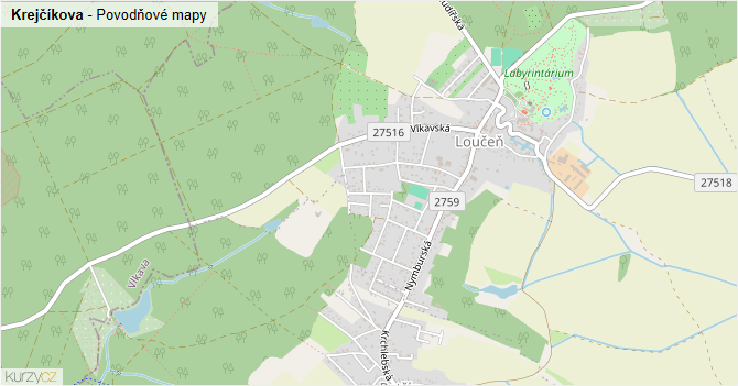 Krejčíkova - záplavové mapy stoleté vody