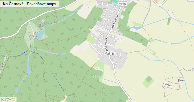 Na Černavě - záplavové mapy stoleté vody