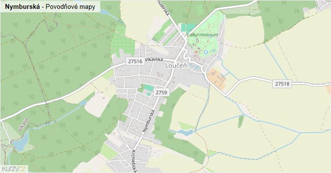 Nymburská - záplavové mapy stoleté vody