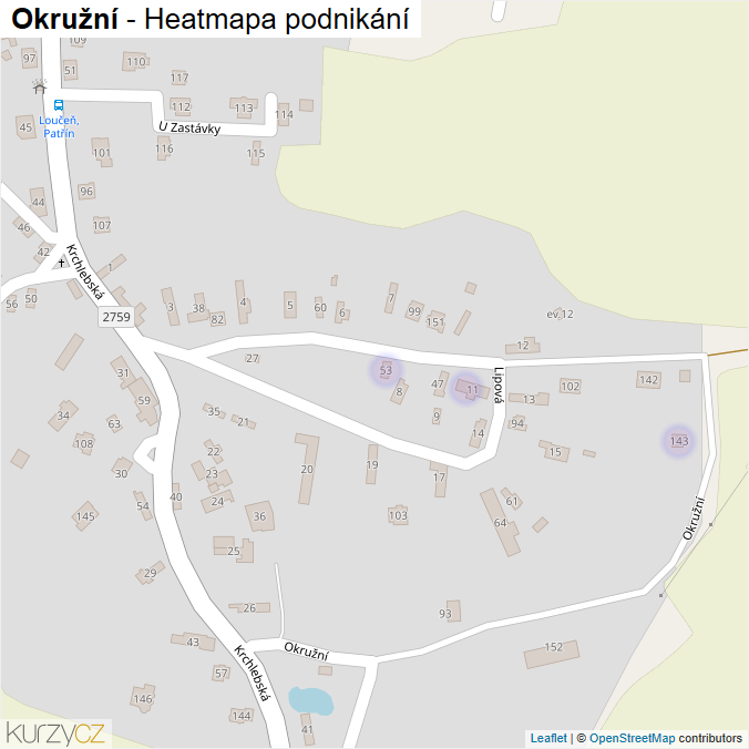 Mapa Okružní - Firmy v ulici.