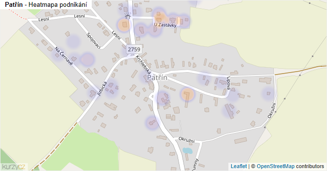 Patřín - mapa podnikání