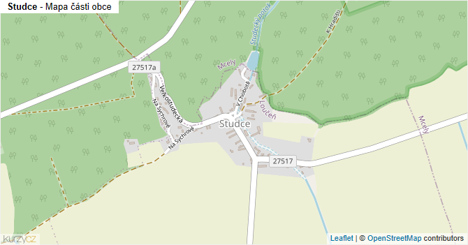 Studce - mapa části obce