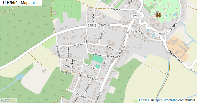 U Hřiště - mapa ulice
