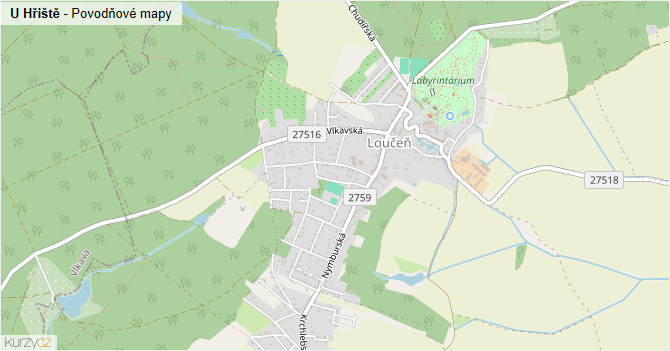 U Hřiště - záplavové mapy stoleté vody