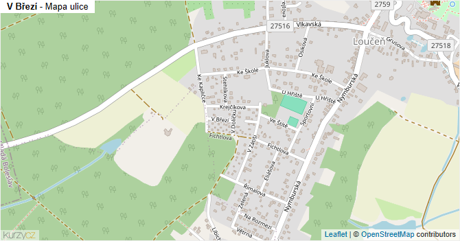 V Březí - mapa ulice