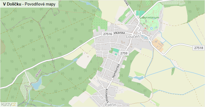 V Dolíčku - záplavové mapy stoleté vody
