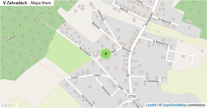 V Zahradách - mapa firem
