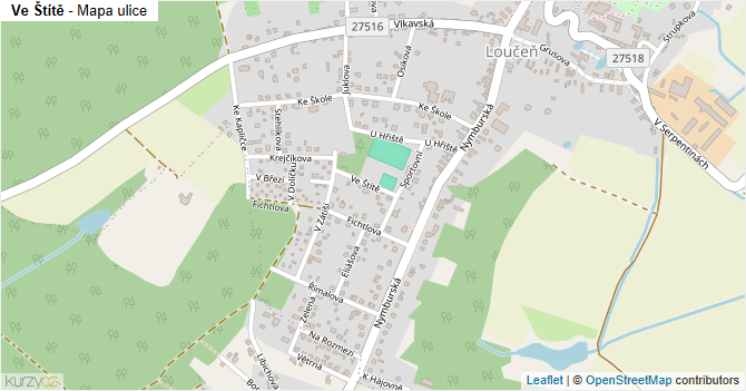 Ve Štítě - mapa ulice