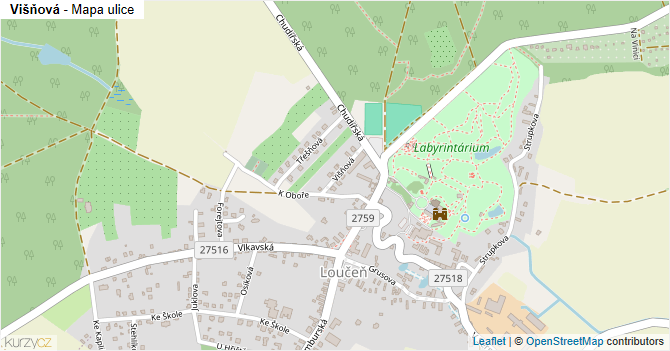 Višňová - mapa ulice