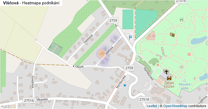 Višňová - mapa podnikání